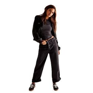 $128 MSRP - Free People Palmer Cuff Jeans Black - Sz 30 - NWOT